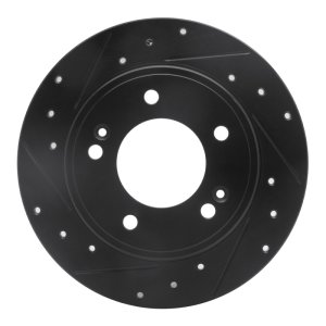 Hyundai Kona Brake Rotor (1) - Rear Left - R1 Concepts - Drilled & Slotted - Black - `11-`25